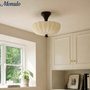 Cirren Durnic Flush Mount Ceiling Light - Cream Pleated French Vintage Fixture for Bedroom and Dining Room